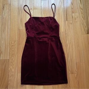 Urban Outfitters Burgundy Velvet Mini Dress
